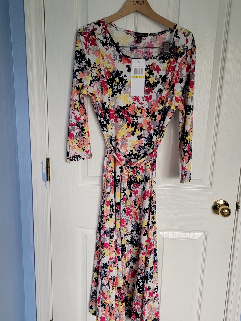 Marika Floral Midi Dress - White, Pink, Yellow, Black